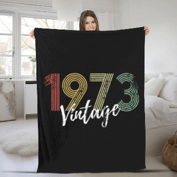 Discover 50 Years Vintage 1973 Retro 50th Birthday Fleece Blankets