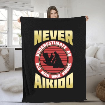 Discover Aikido Old Man Japan Taekwondo Karate Martial Arts Fleece Blankets