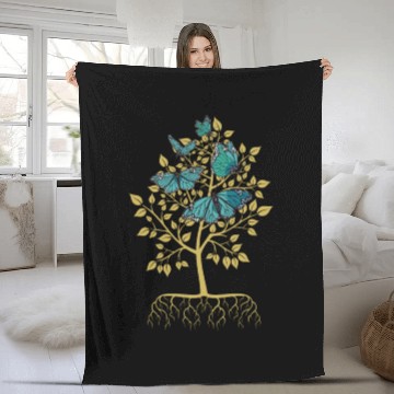 Discover Butterfly Tree Beautiful Animal Butterflies Tree Fleece Blankets