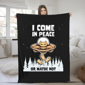 Discover Alien Galaxy Cat Lover Come In Peace Or Maybe Not Fleece Blankets