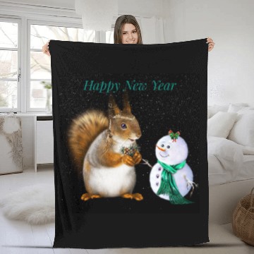 Discover Design for a snowman and a bunny to celebrate 2023 Fleece Blankets