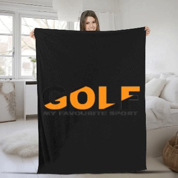 Discover GOLF SPORT BLACK AND ORANGE COLOR Fleece Blankets