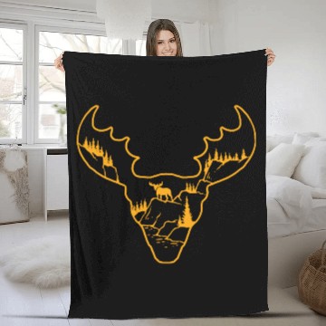 Discover moose head Fleece Blankets