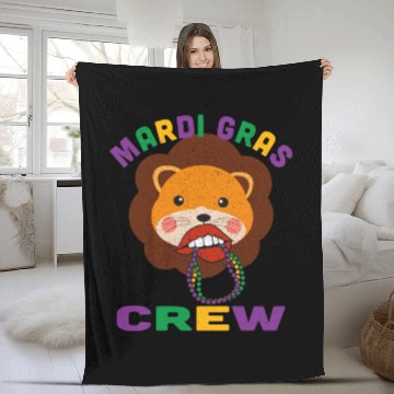 Discover Mardi Gras Crew Lips Lion Fleece Blankets