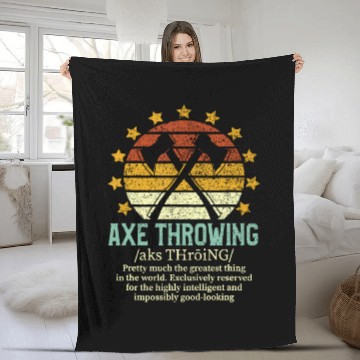 Discover Axe Throwing Funny Fake Definition Hatchet & Ax Th Fleece Blankets