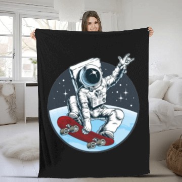 Discover Skateboarding Astronaut Fleece Blankets