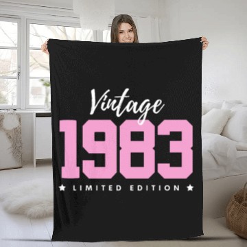 Discover 40 Years Vintage 1983 Retro 40th Birthday Fleece Blankets