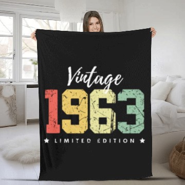 Discover 60 Years Vintage 1963 Retro 60th Birthday Fleece Blankets