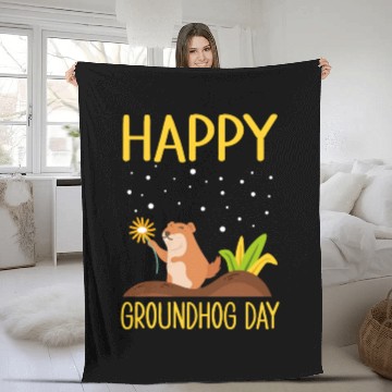 Discover Happy Groundhog Day Fleece Blankets