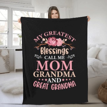 Discover MY GREATEST BLESSINGS CALL ME MOM GRANDMA Fleece Blankets