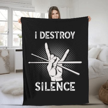 Discover I Destroy Silence Drummer Band Music Beat Drum Fleece Blankets