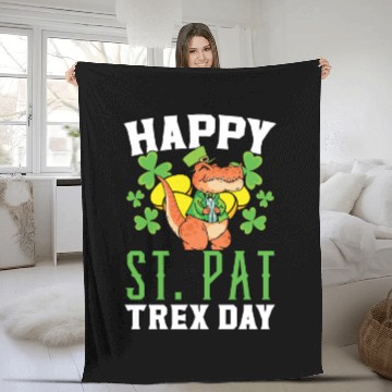 Discover Happy St. Pat Trex Day Saint Patrick Dinosaur Fleece Blankets
