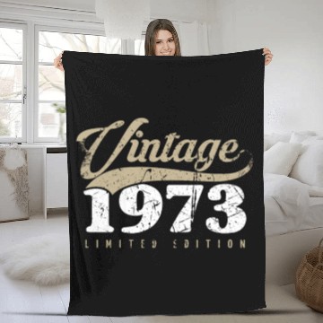Discover 50 Years Vintage 1973 Retro 50th Birthday Fleece Blankets