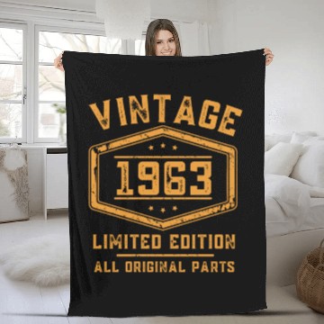 Discover 60 Years Vintage 1963 Retro 60th Birthday Fleece Blankets