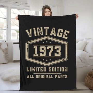 Discover 50 Years Vintage 1973 Retro 50th Birthday Fleece Blankets