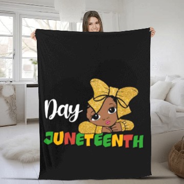 Discover Juneteenth Day Celebration Afro Girl Fleece Blankets