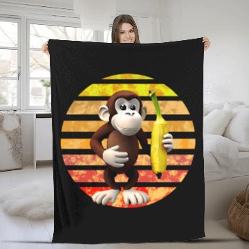 Discover Banana monkey Fleece Blankets