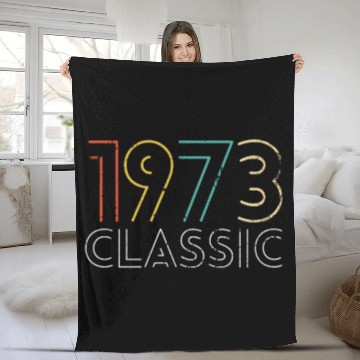 Discover 50 Years Vintage 1973 Retro 50th Birthday Fleece Blankets