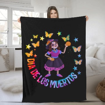 Discover Dia De Los Muertos Fleece Blankets, Girl Sugar Skeleton