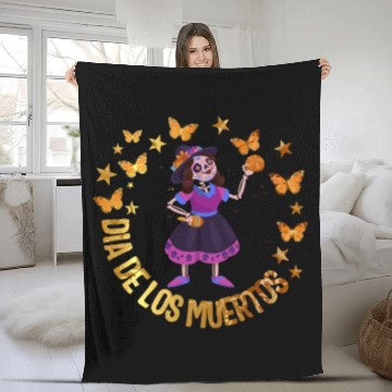 Discover Dia De Los Muertos Fleece Blankets, Girl Sugar Skeleton