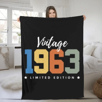 Discover 60 Years Vintage 1963 Retro 60th Birthday Fleece Blankets