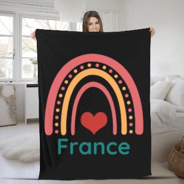 Discover France Vintage Boho Rainbow Fleece Blankets