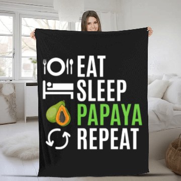 Discover Eat Sleep Papaya Repeat Fleece Blankets