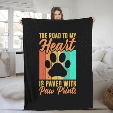 Discover The road to my heart is paved with paw prints Fleece Blankets