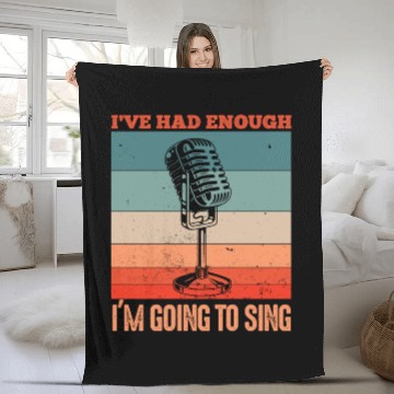 Discover Funny singer microphone saying motif Fleece Blankets