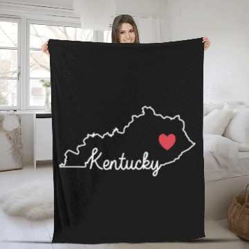 Discover Kentucky Card with Heart USA America Fleece Blankets
