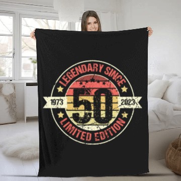 Discover 50 Years Vintage 1973 Retro 50th Birthday Fleece Blankets
