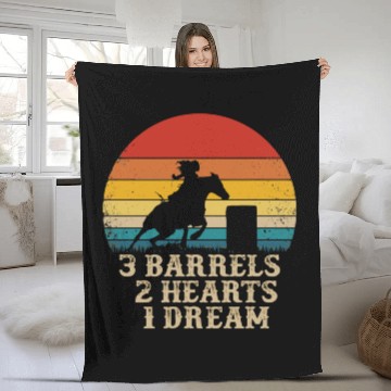 Discover Barrel Racing Horse Riding 3 Barrels 2 Hearts 1 Dr Fleece Blankets