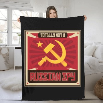 Discover Funny Russian Spy USSR Soviet Union Russia Hammer Fleece Blankets