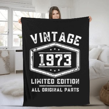 Discover 50 Years Vintage 1973 Retro 50th Birthday Fleece Blankets