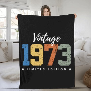 Discover 50 Years Vintage 1973 Retro 50th Birthday Fleece Blankets