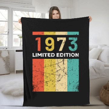 Discover 50 Years Vintage 1973 Retro 50th Birthday Fleece Blankets