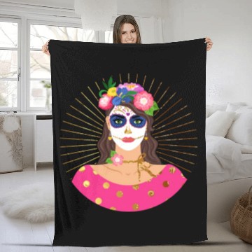 Discover Dia De Los Muertos Fleece Blankets, Little Girl Sugar Skull