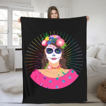 Discover Dia De Los Muertos Fleece Blankets, Little Girl Sugar Skull