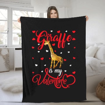 Discover Giraffe Is My Valentine Funny Giraffe Valentines D Fleece Blankets