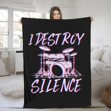 Discover I Destroy Silence Drummer Band Music Beat Drum Fleece Blankets