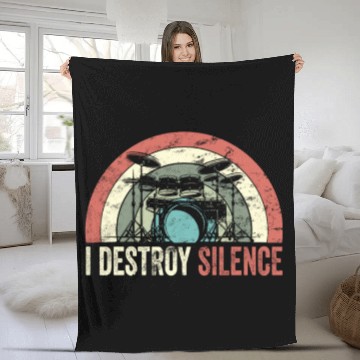 Discover I Destroy Silence Drummer Band Music Beat Drum Fleece Blankets