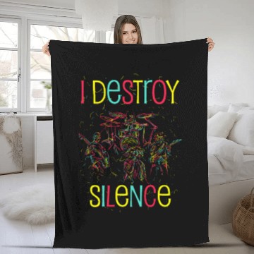 Discover I Destroy Silence Drummer Band Music Beat Drum Fleece Blankets