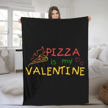 Discover PIZZA IS MY VALENTINE Fleece Blankets