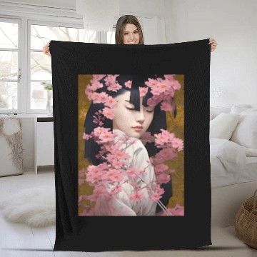 Discover Japanese Geisha Digital Art Print POSTER Fleece Blankets