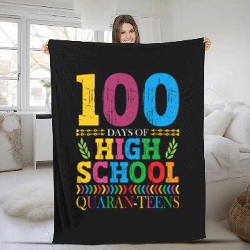 Discover 100 Days Of High School Quaran-teens Masked Fleece Blankets