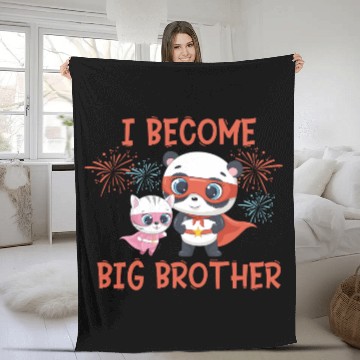 Discover Big brother super hero panda cat Fleece Blankets