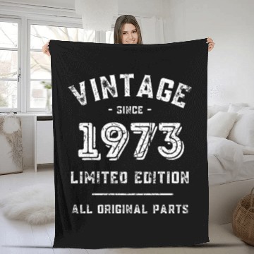 Discover 50 Years Vintage 1973 Retro 50th Birthday Fleece Blankets