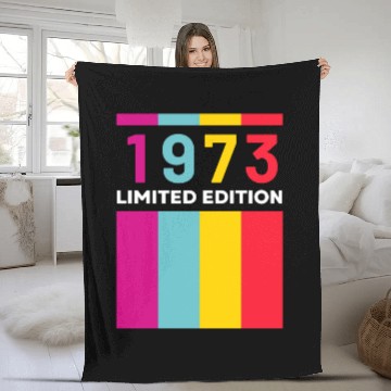 Discover 50 Years Vintage 1973 Retro 50th Birthday Fleece Blankets