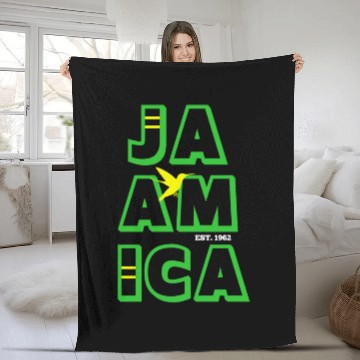 Discover Jamaica Established 1962 Doctor Bird Unisex Fleece Blankets