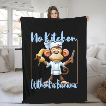 Discover Banana Vibes kitchen monkey Fleece Blankets